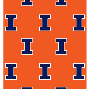 Banner with a repeating block I on orange background.