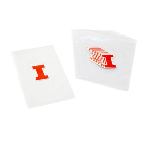 transparent gift bags with the block I logo